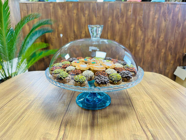 کیک خوری پایه دار درب دار مارک پاشاباغچه ترکیه چند کاره پایه ورکشاپ مغز رنگی با جعبه شیک کادویی