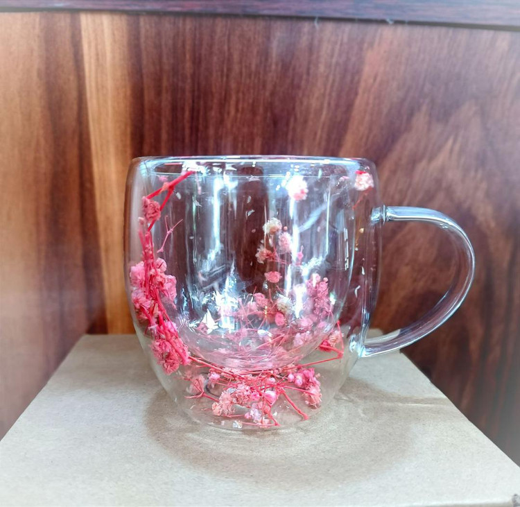 لیوان وارداتی ساخت چین دوجداره جنس پیرکس حجم ۲۵۰ میل