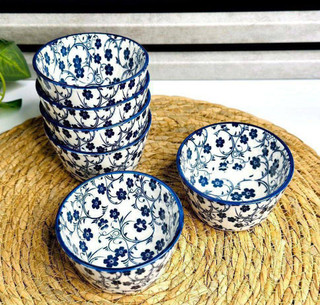 کاسه مارک دنی هوم وارداتی ساخت چین ماست خوری مدل مخروطی طرح شکوفه جنس چینی و سرامیک قطر ۱۰ سانت