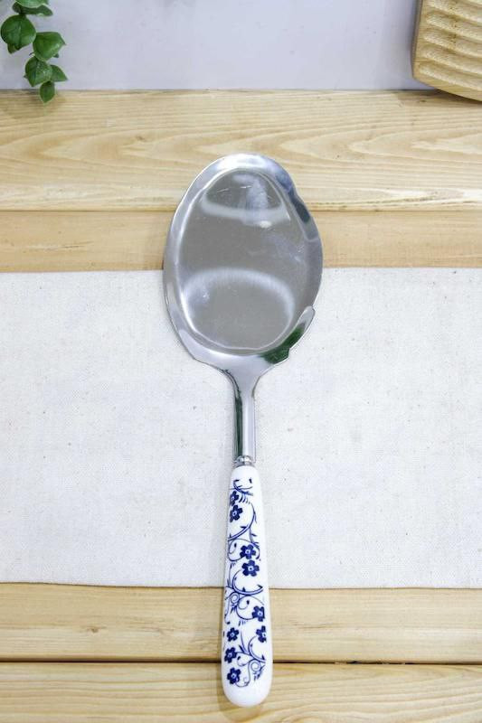 کفگیر وارداتی ساخت چین طرح گل آبی جنس دسته سرامیک