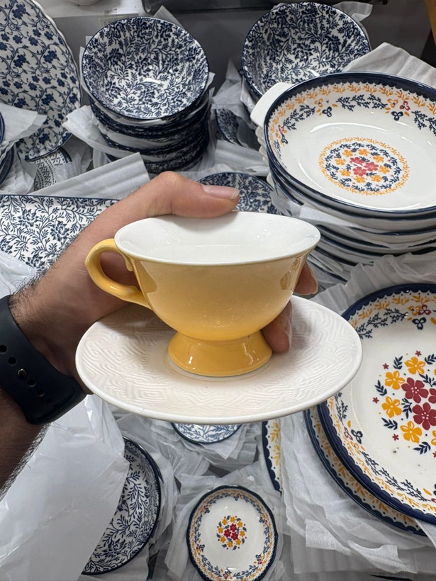 فنجان و نعلبکی قهوه خوری وارداتی ساخت چین جنس سرامیک و چینی ست ۶ نفره