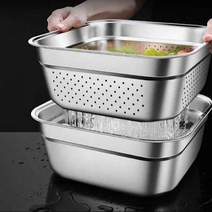 سرویس آبکش مارک یونیک وارداتی ساخت چین ۴ پارچه مدل مربعی جنس استیل نگیر و ضخیم