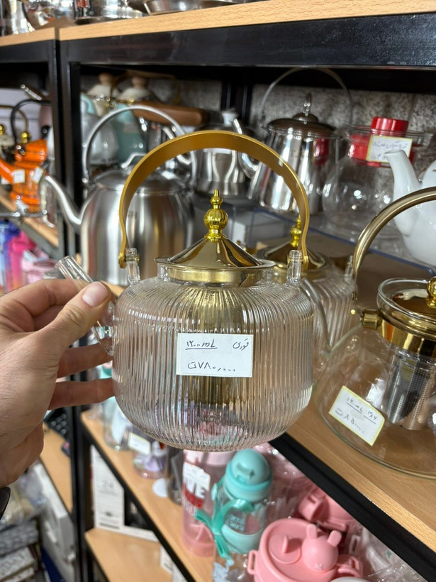 قوری وارداتی ساخت چین جنس پیرکس شعله مسقیم گنجایش ۱۲۰۰ میل