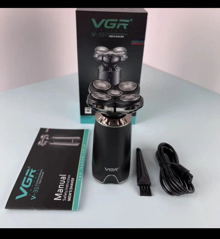 ماشین اصلاح صورت مارک VGR وارداتی ساخت چین مدل V-311 سه تیغ ضد آب نحوه اصلاح چرخشی جنس تیغه استیل پیشرفته