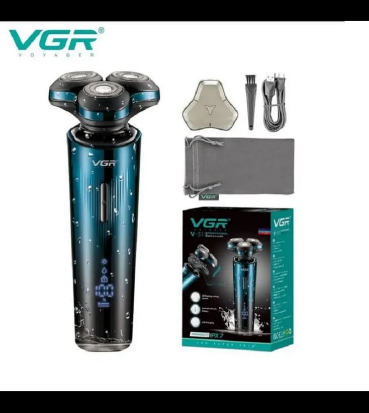 ماشین اصلاح صورت مارک VGR وارداتی ساخت چین مدل V-311 سه تیغ ضد آب نحوه اصلاح چرخشی جنس تیغه استیل پیشرفته