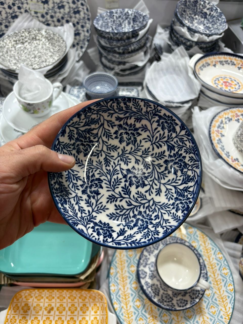 بستنی خوری مارک دنی هوم وارداتی ساخت چین طرح پیچک آبی جنس چینی سرامیک