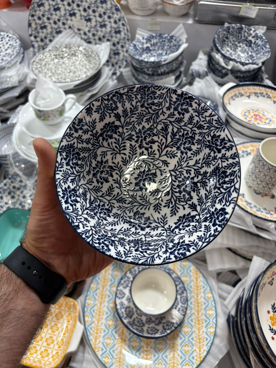 کاسه آبگوشت خوری مارک دنی هوم وارداتی ساخت چین طرح پیچک آبی جنس چینی سرامیک