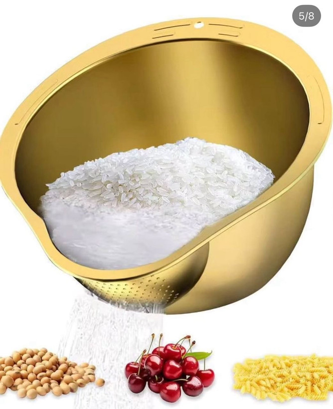 آبکش وارداتی ساخت چین جنس استیل رنگ ثابت مدل دو منظوره رنگ طلایی و سیلور