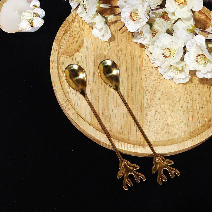 قاشق شربت خوری وارداتی ساخت چین طرح گوزنی رنگ طلایی جنس استیل درجه یک