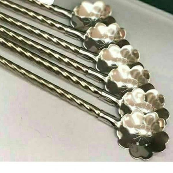 قاشق شربت خوری نی دار وارداتی ساخت چین با نی شور جنس استیل درجه یک