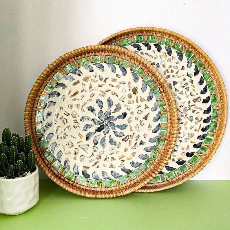 سینی وارداتی ساخت چین جنس صدف راتان کیفیت عالی قطر ۳۰ سانت