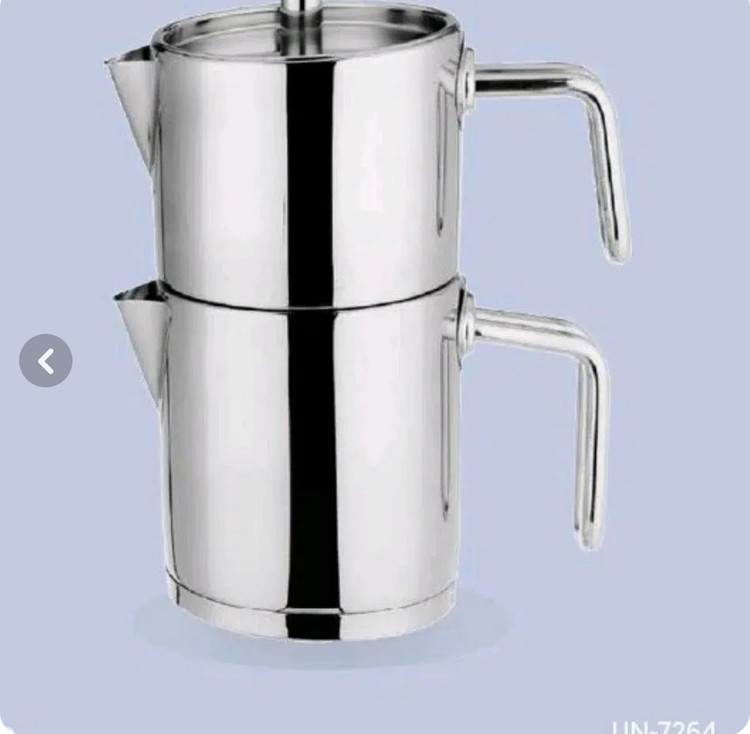 کتری و قوری استیل مارک یونیک اصل شرکتی کد ۷۲۶۴ جنس استیل ۱۸۱۰ با کف چدن ،حجم کتری ۲ لیتر و قوری ۱ لیتر