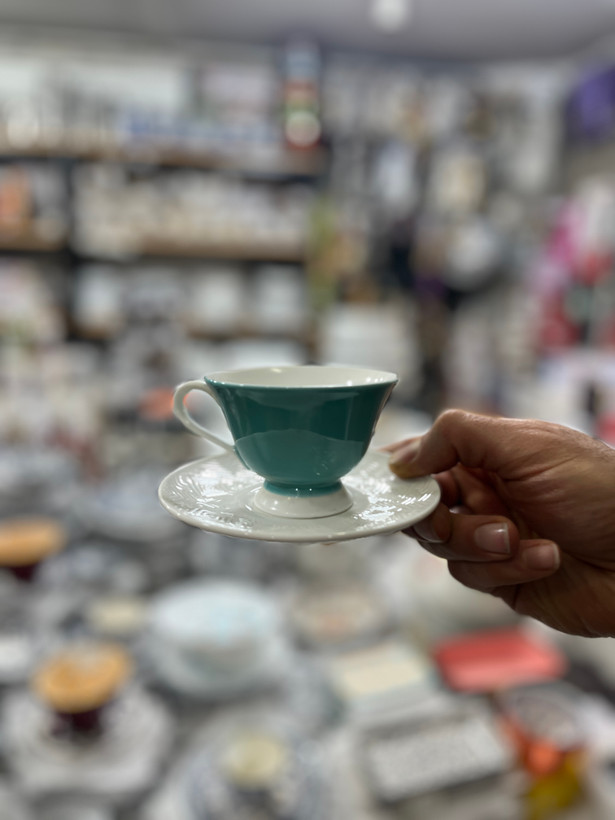 فنجان و نعلبکی قهوه خوری وارداتی ساخت چین جنس سرامیک و چینی ست ۶ نفره