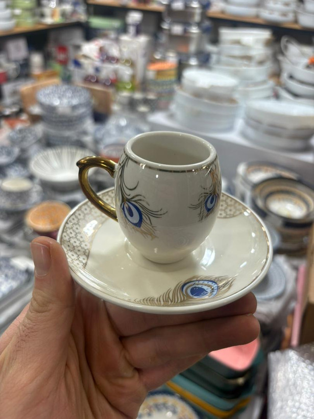 فنجان و نعلبکی قهوه خوری وارداتی ساخت چین جنس چینی بن چاینا