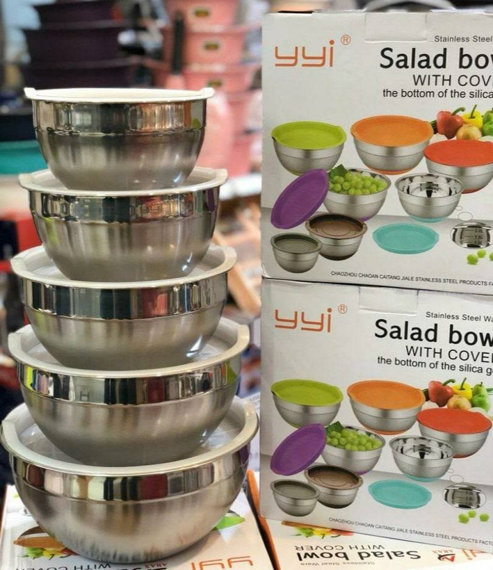 لگن ۵ تایی درب دار استیل برند اصلی yyi وارداتی ساخت چین قطر ۲۰ ،۲۲ ،۲۴ ،۲۶ ،۲۸ سانت