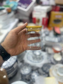 بانکه ادویه پیرکس مربع وارداتی ساخت چین دهنه ۶ سانت و ارتفاع ۸ سانت درب بامبو واشردار