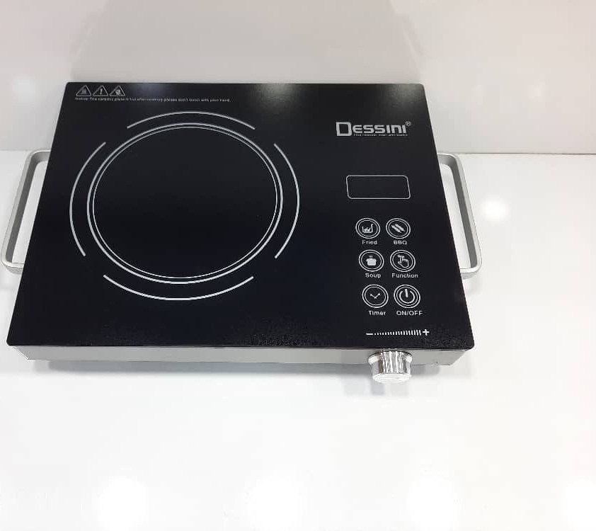 اجاق گاز برقی لمسی مادون قرمز مارک دسینی کد DS3568 وارداتی ساخت چین دارای صفحه شیشه ای مشکی مقاوم