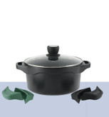 قابلمه چدن داخل گرانیت سایز ۲۴ یونیک اصل طرح هلیوس وارداتی ساخت چین کد UN-8926 دارای ۴ عدد دسته سیلیکونی