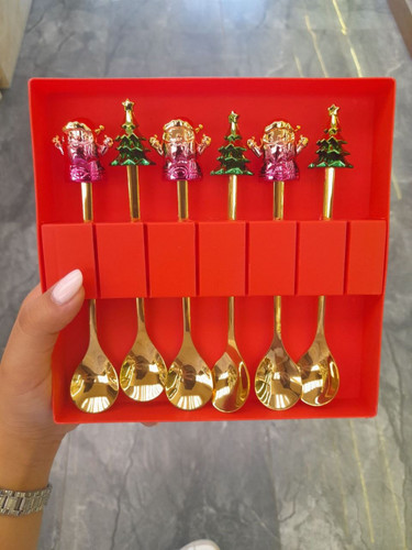 قاشق مربا (دسر) خوری استیل طلایی فانتزی وارداتی ساخت چین ارتفاع ۱۶ سانت