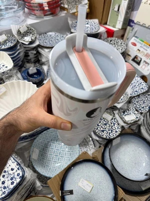 تراول ماگ دسته دار مارک وایت پین ساخت چین جنس استیل ۳۰۴ طرح استنلی درجه یک حجم ۱۲۰۰ میل نی دار و آسان نوش دار