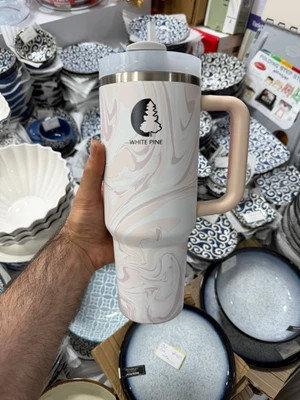 تراول ماگ دسته دار مارک وایت پین ساخت چین جنس استیل ۳۰۴ طرح استنلی درجه یک حجم ۱۲۰۰ میل نی دار و آسان نوش دار