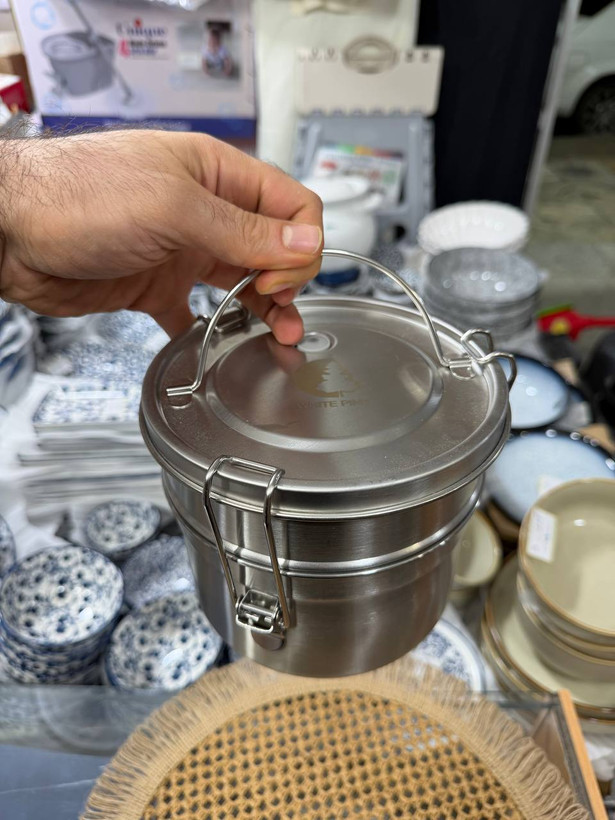 ظرف غذا دو طبقه استیل ۳۰۴ درجه یک مارک وایت پین وارداتی ساخت چین