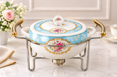 سوفله خوری سوپ خوری چینی مارک BVK وارداتی ساخت چین قطر دهنه ۲۱ و ارتفاع از پایه ۱۵ سانت