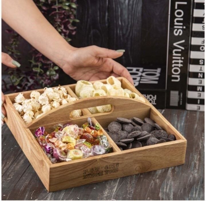 آجیل خوری دسته دار ۴ خانه چوب رابر کیفیت عالی ساخت ایران