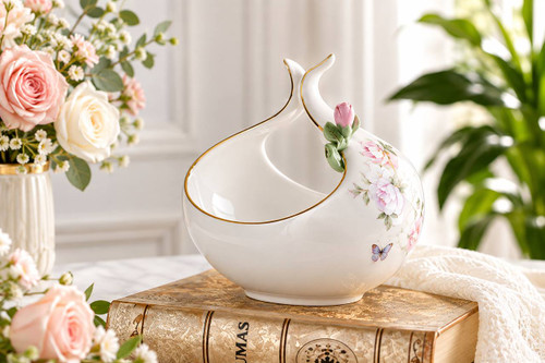 شکلات خوری سبدی چینی مارک BVK وارداتی ساخت چین مدل گلدار دارای جعبه کادو