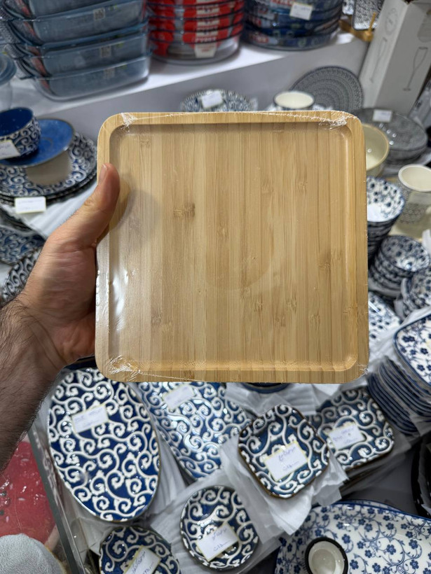 شیرینی خوری پایه دار چوب بامبو وارداتی ساخت چین ورق ضخیم کیفیت عالی ابعاد ۶ در ۲۰ سانت