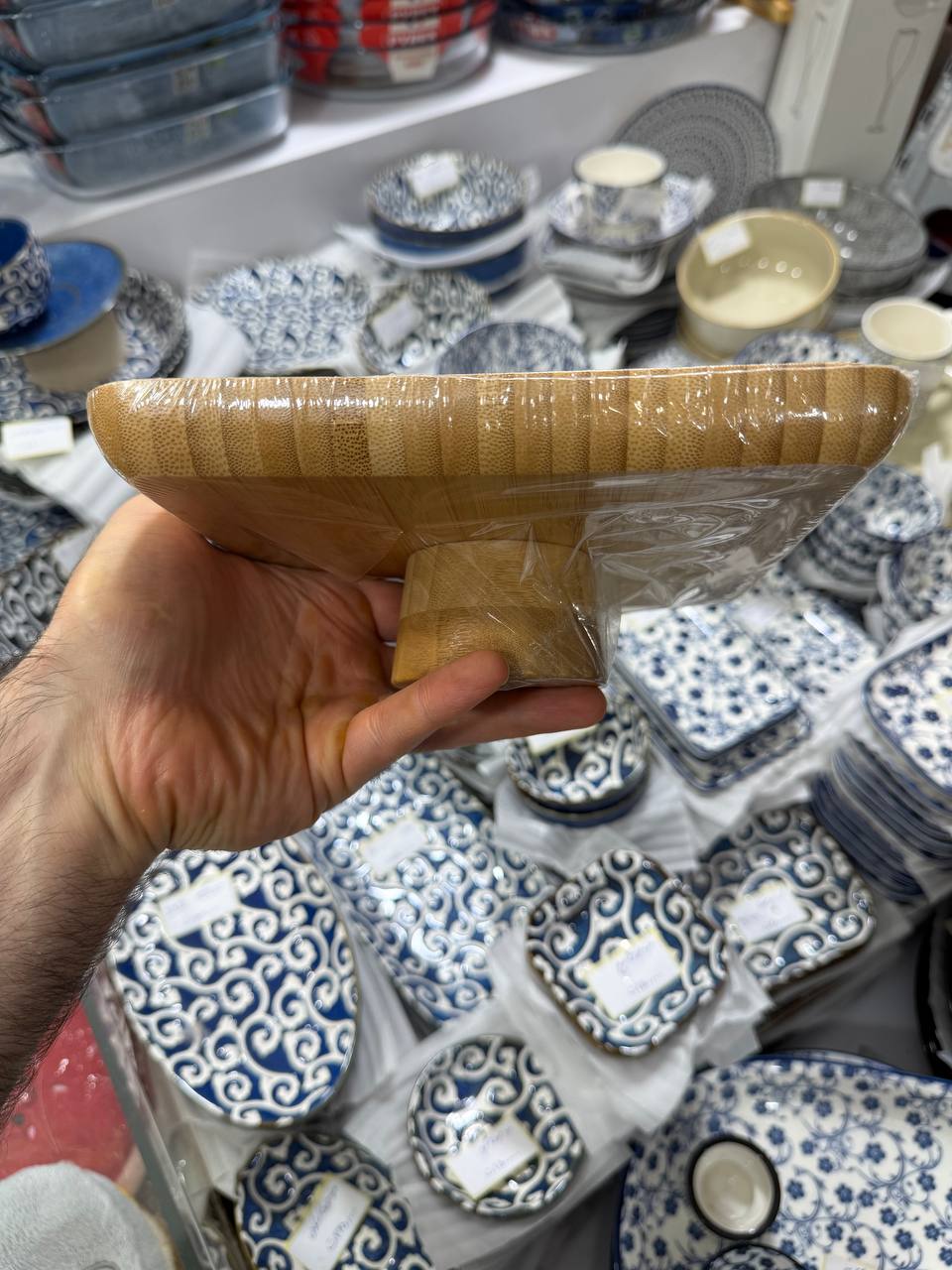 شیرینی خوری پایه دار چوب بامبو وارداتی ساخت چین ورق ضخیم کیفیت عالی ابعاد ۶ در ۲۰ سانت