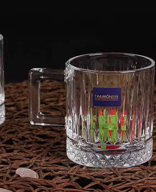 فنجان چایخوری مارک دیاموند وارداتی ساخت چین طرح الیسا جنس کریستال آنتی شوک ۶ عددی